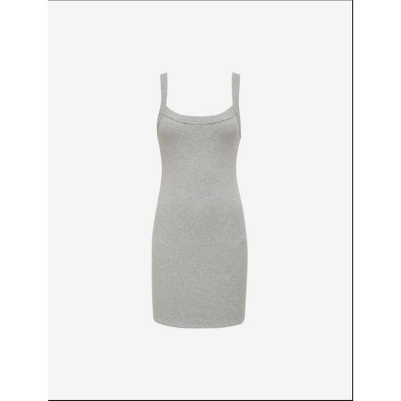 Rumored Core Mini Dress L Heather Grey Bodycon Mini Ribbed Cotton Stretch Party - Picture 4 of 5